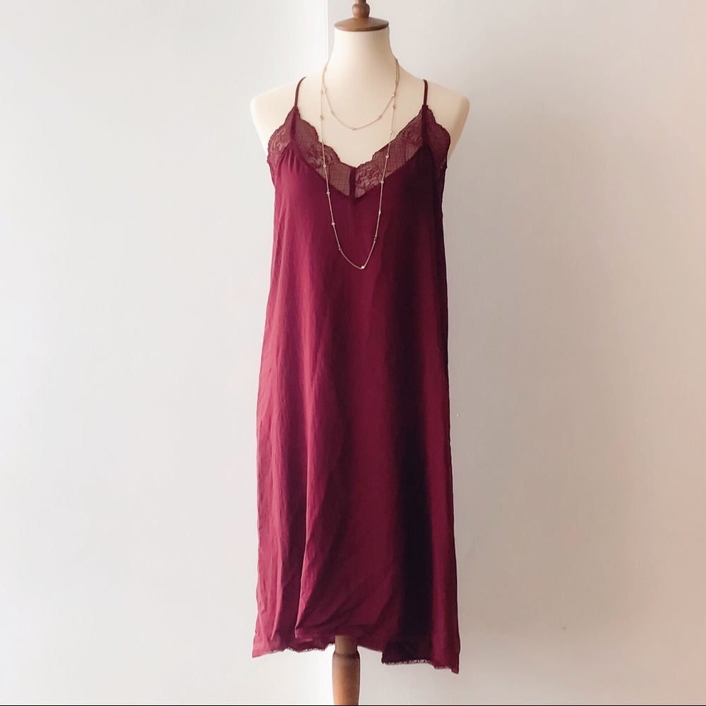 🚫SOLD🚫NWT Lovestitch Burgundy Lace Racerback Slip Dress